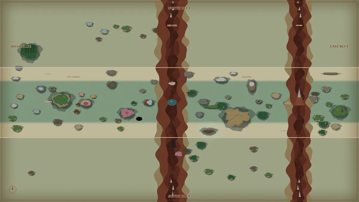 Overview of the One Piece world map on Itemaps